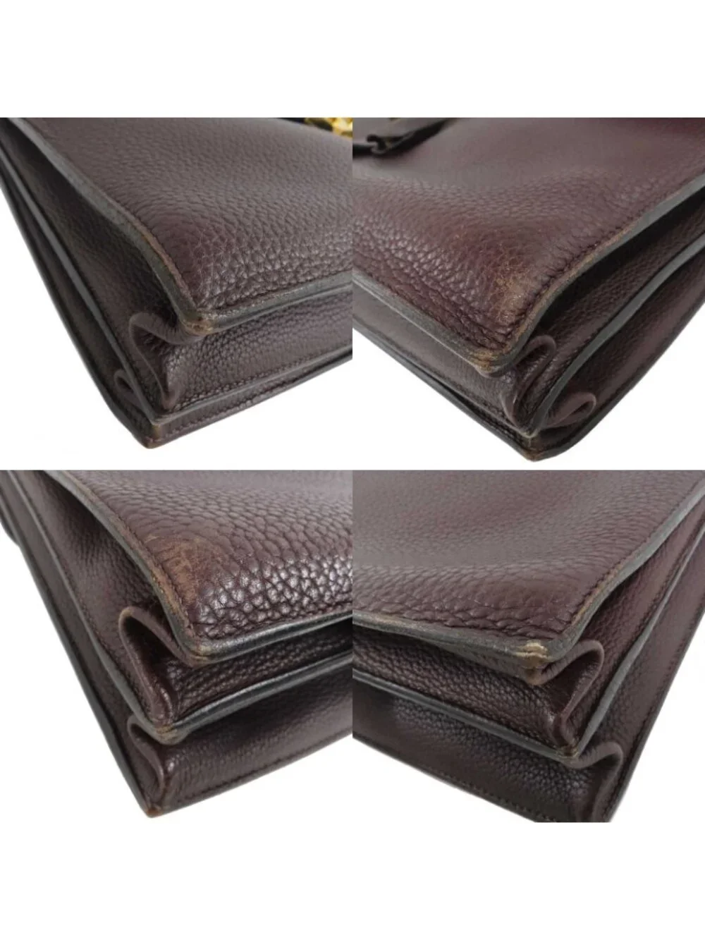 Hermes Sac A Depeches 41 Brown Togo Gold Document